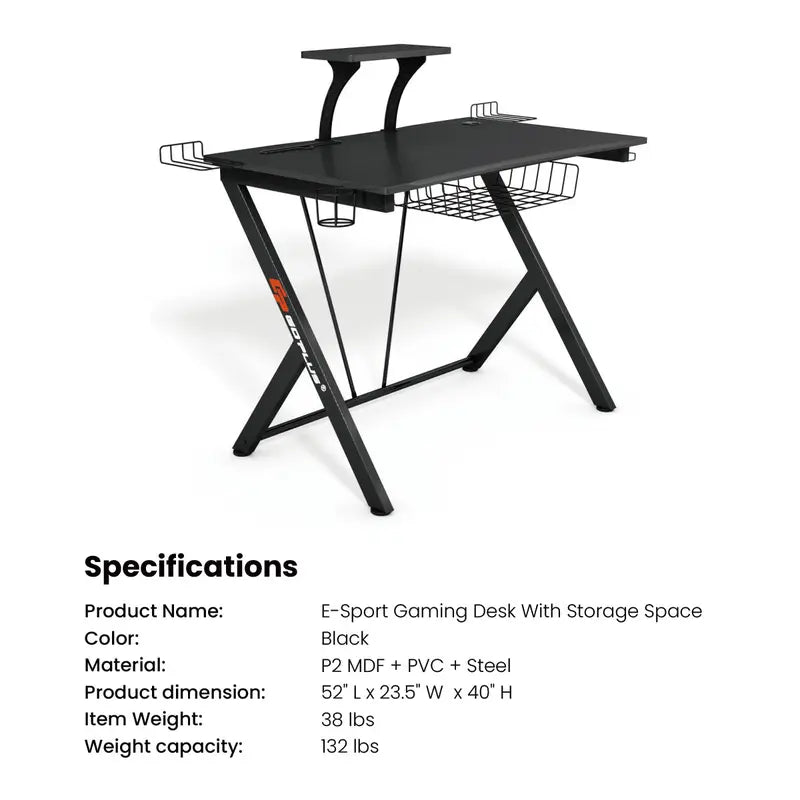 Costway-Gaming Desk, T-Shaped Computer Desk W/ Ergonomic Home Office Game Station with Carbon Fiber Surface