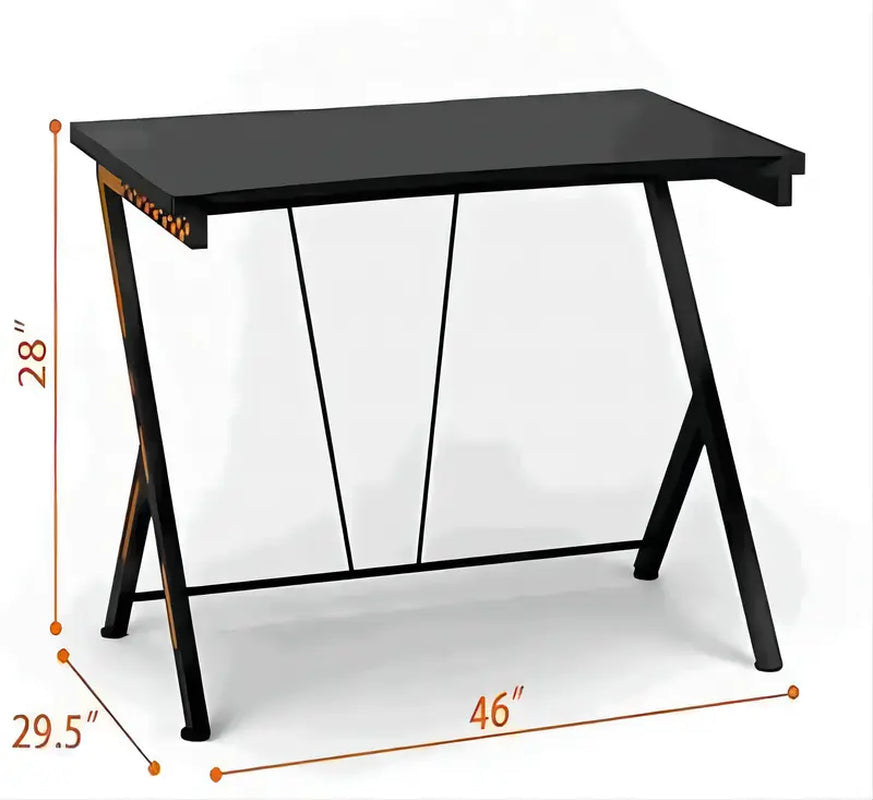 Costway-Gaming Desk, T-Shaped Computer Desk W/ Ergonomic Home Office Game Station with Carbon Fiber Surface