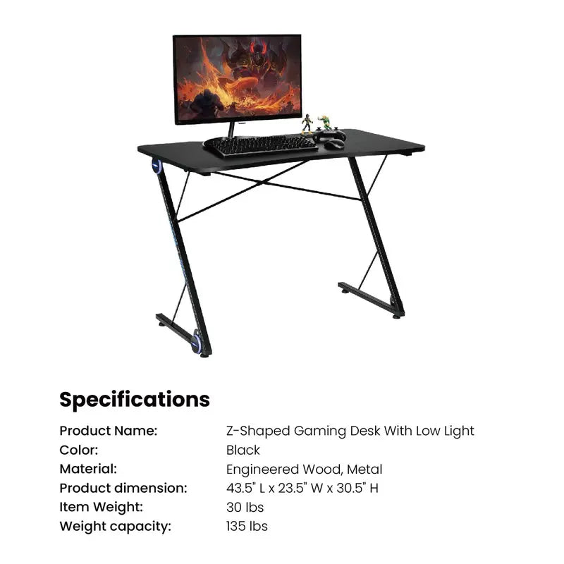 Costway-Gaming Desk, T-Shaped Computer Desk W/ Ergonomic Home Office Game Station with Carbon Fiber Surface