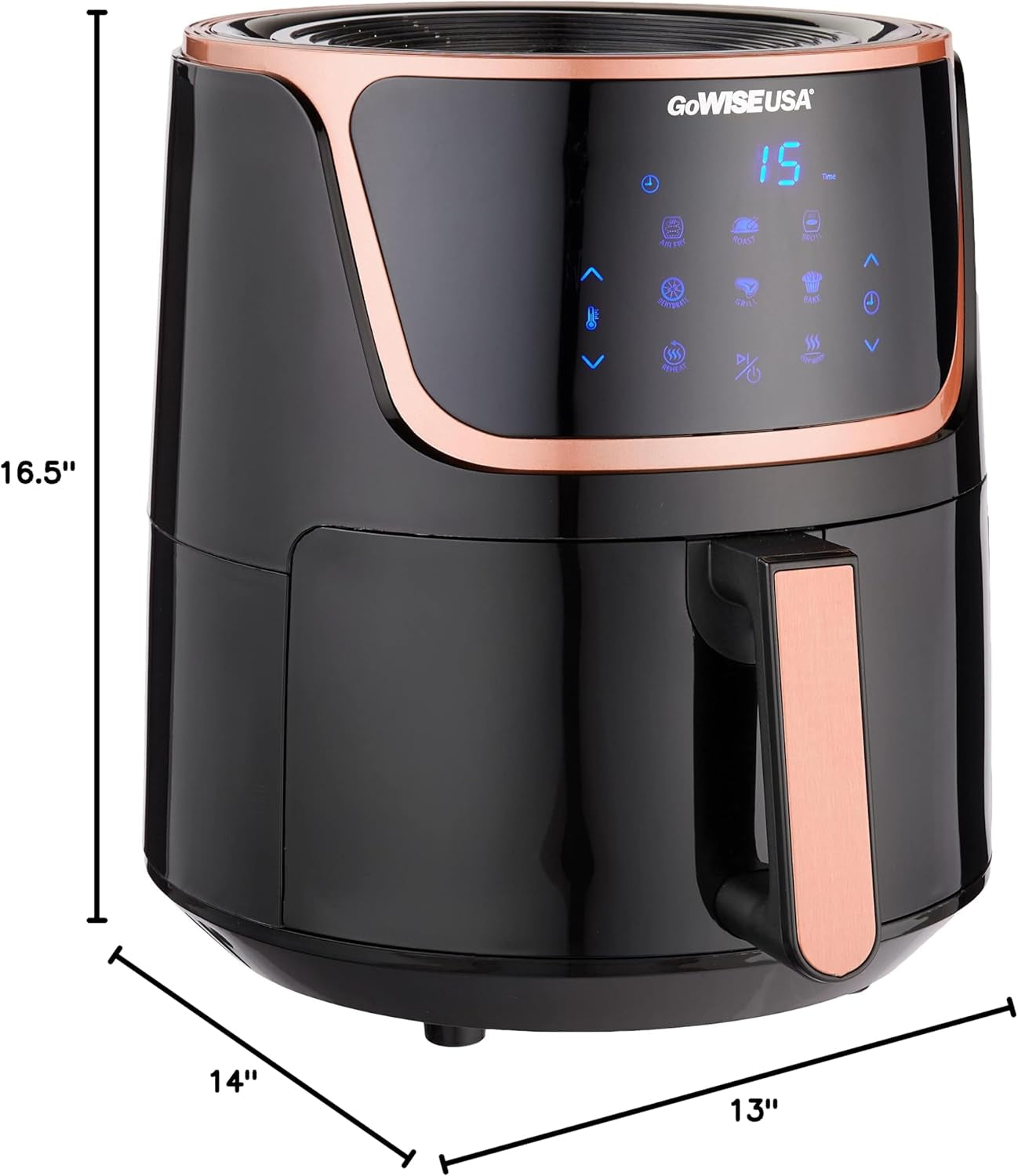 7-Quart Electric Air Fryer with Dehydrator with 3 Stackable Racks, Digital Touchscreen with 8 Functions & Recipes Black/Copper