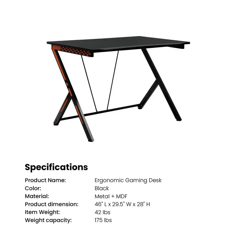 Costway-Gaming Desk, T-Shaped Computer Desk W/ Ergonomic Home Office Game Station with Carbon Fiber Surface