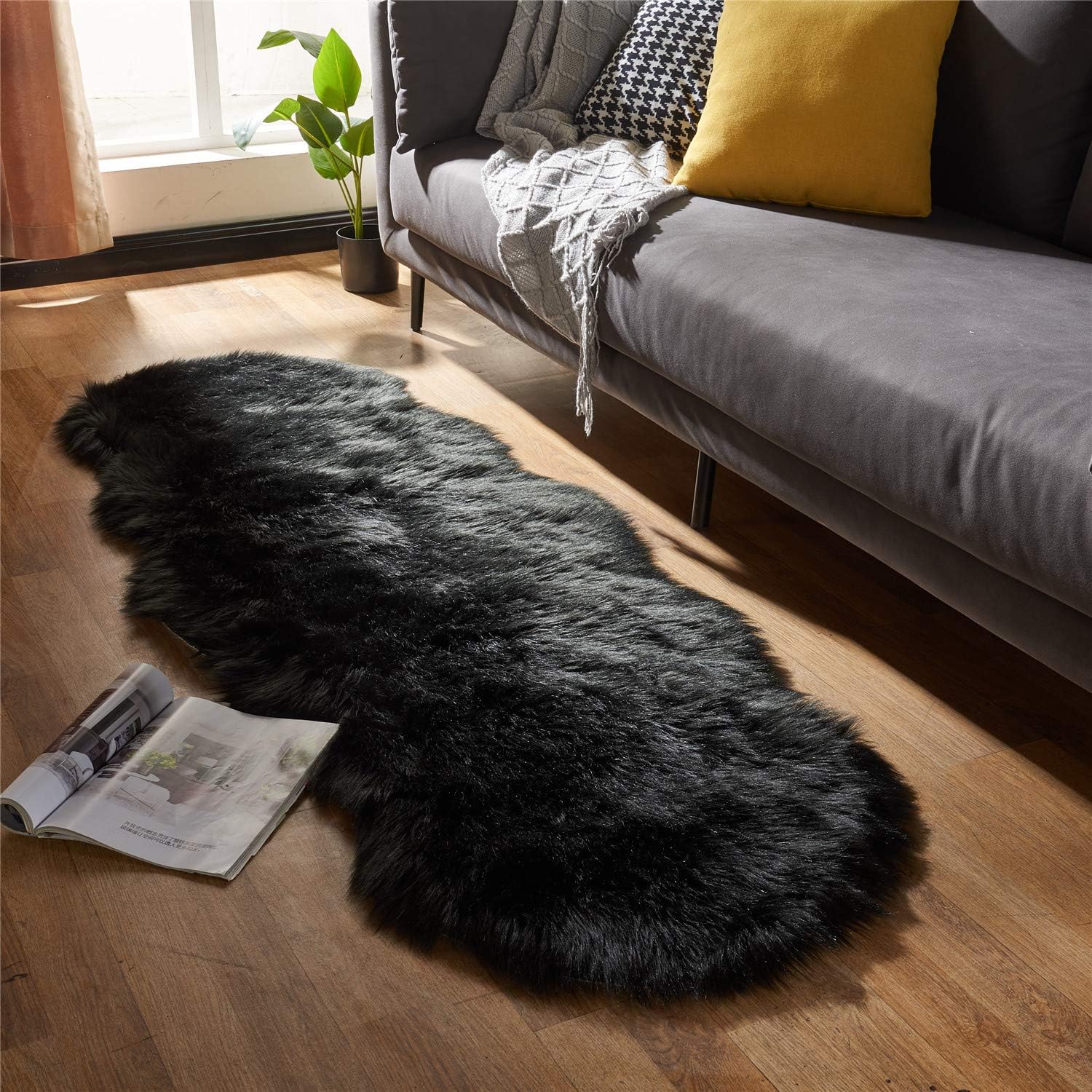 Luxurious Shaggy Faux Fur Area Rug for Bedroom and Living Room Decor - Beige (2' x 6')