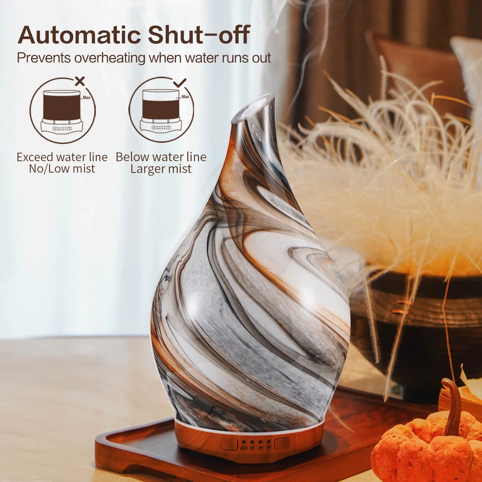 280Ml Deep Desert Glass Essential Oil Diffuser,7 Running Hours,Waterless Auto-Off,Air Diffusers for Room,Great Christmas Gift