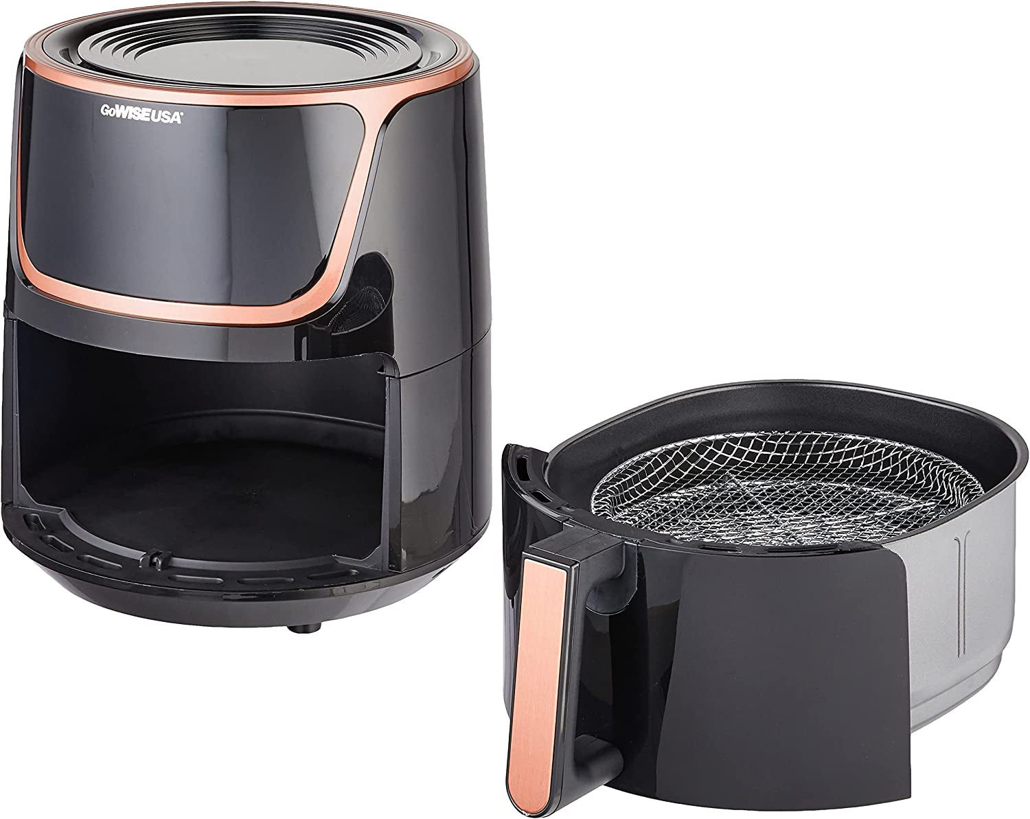 7-Quart Electric Air Fryer with Dehydrator with 3 Stackable Racks, Digital Touchscreen with 8 Functions & Recipes Black/Copper