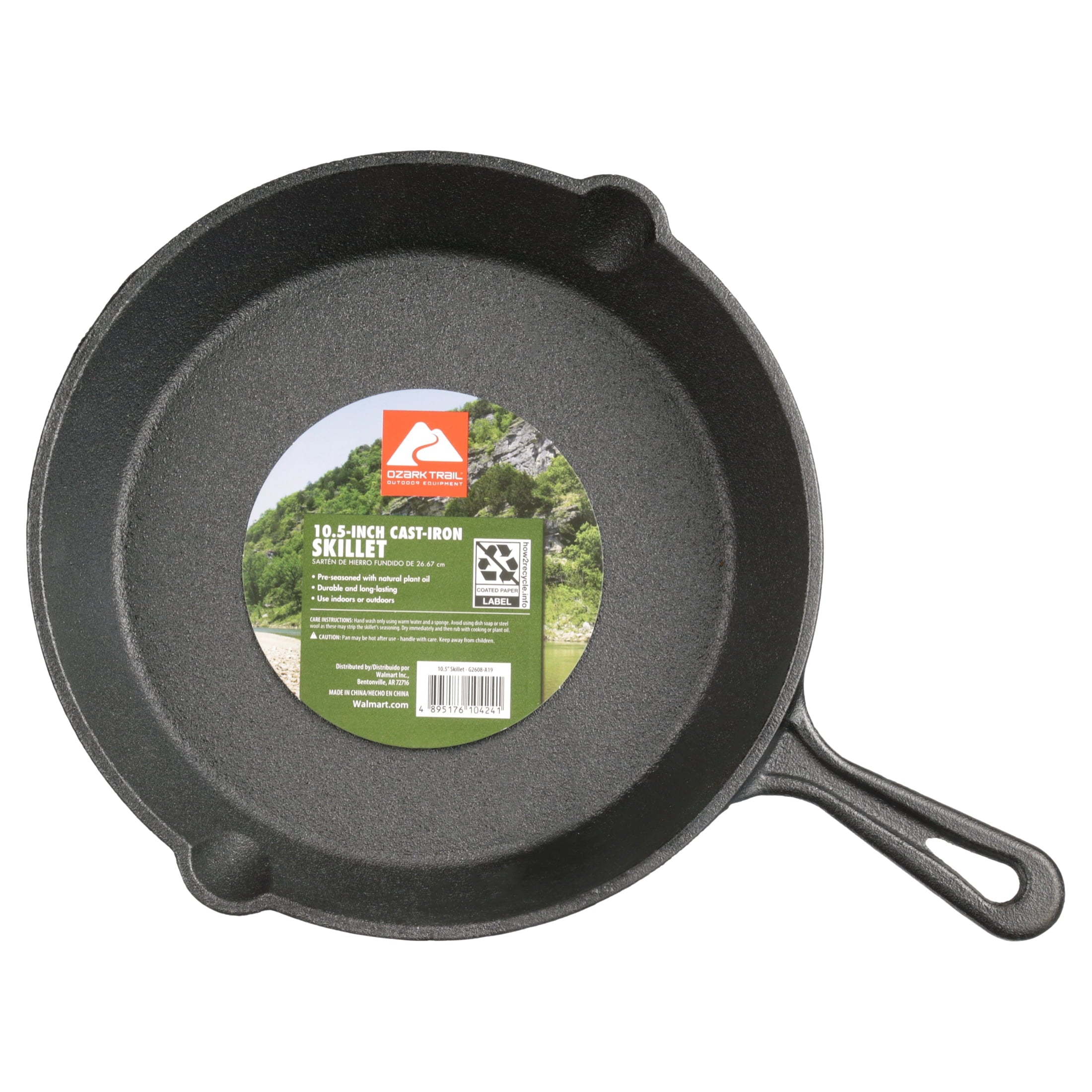 10.5" Cast Iron Skillet with Handle Black