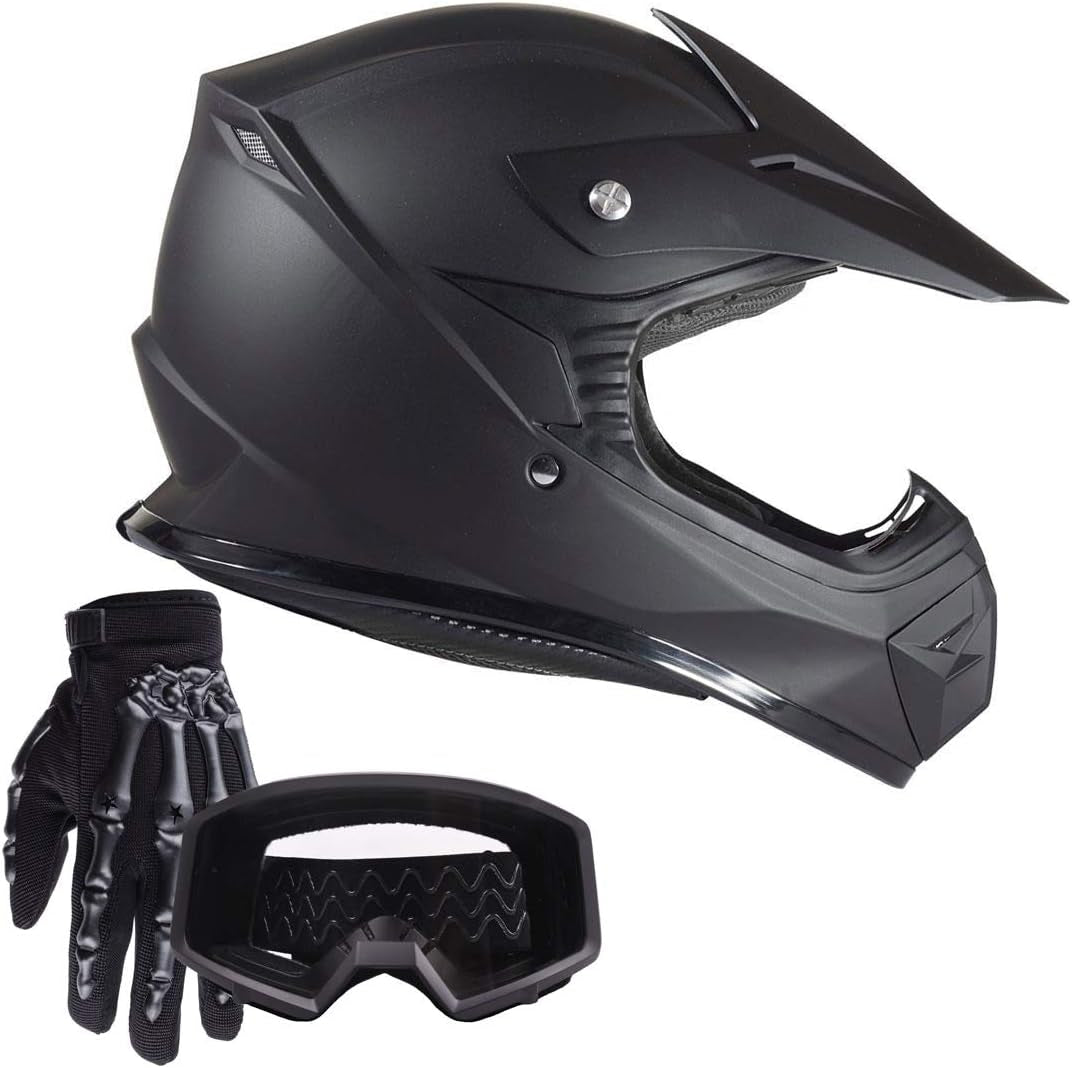 Typhoon Motocross ATV Dirt Bike Motorcycle Gear Combo Matte Black XL