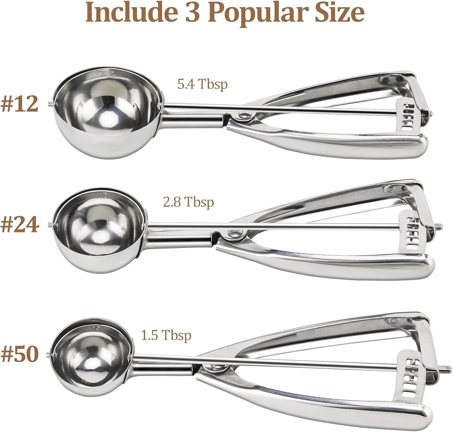 ​"Premium Stainless Steel Cookie Scoop Set"