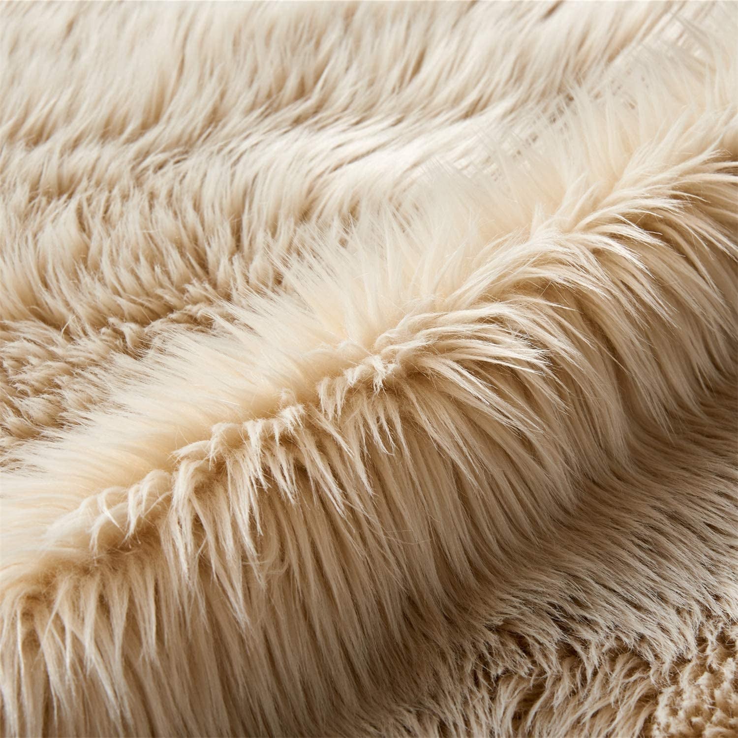 Luxurious Shaggy Faux Fur Area Rug for Bedroom and Living Room Decor - Beige (2' x 6')