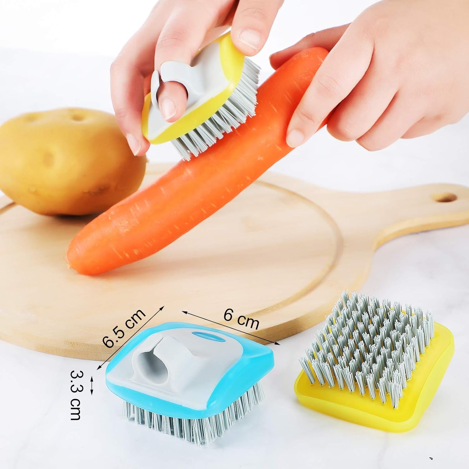 3-Piece Multi-Color Kitchen Brush Set for Vegetables and Fruits