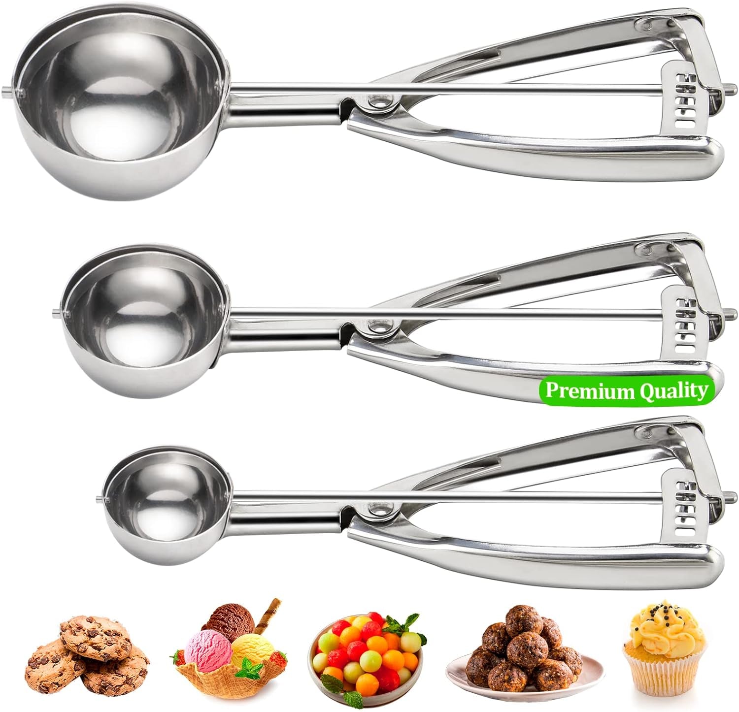 ​"Premium Stainless Steel Cookie Scoop Set"