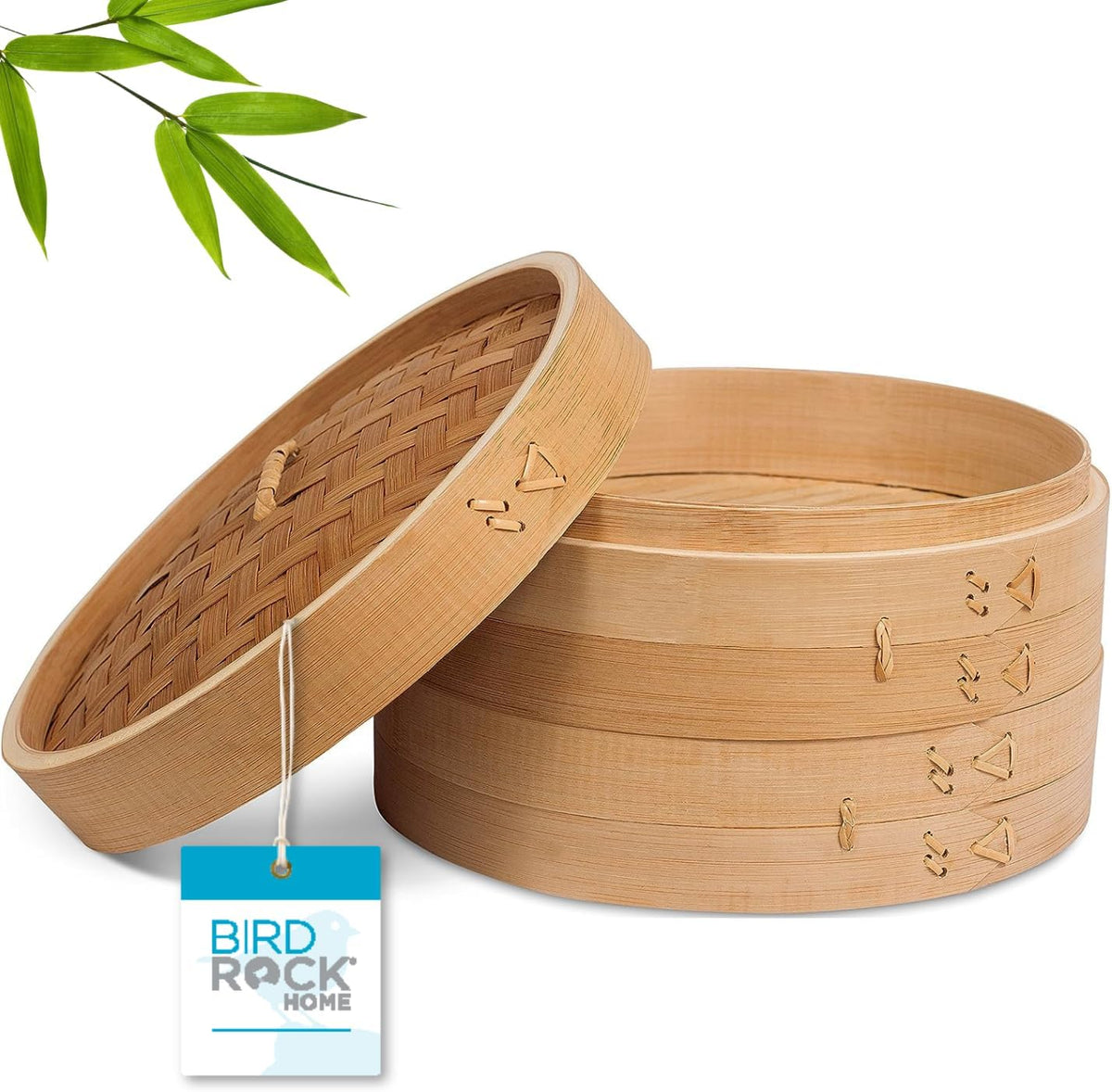 10-Inch Bamboo Steamer - Classic 2 Tier Design for Steaming 