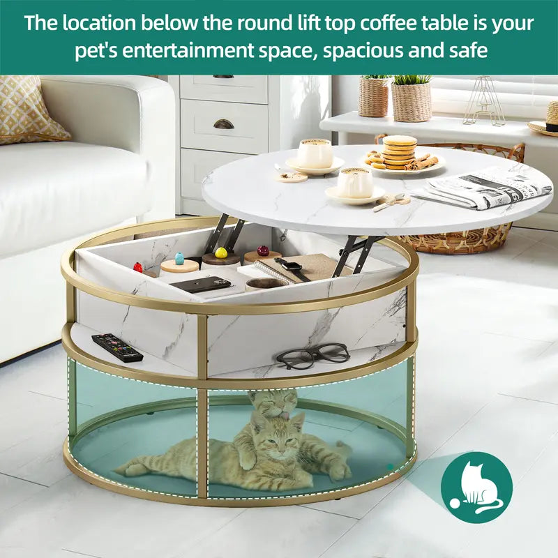 【Deals for You Days】Yitahome round Lift Top Coffee Table, Coffee Tables for Living Room with Hidden Storage Compartment, Modern Coffee Table with Storage for Living Room Home Office